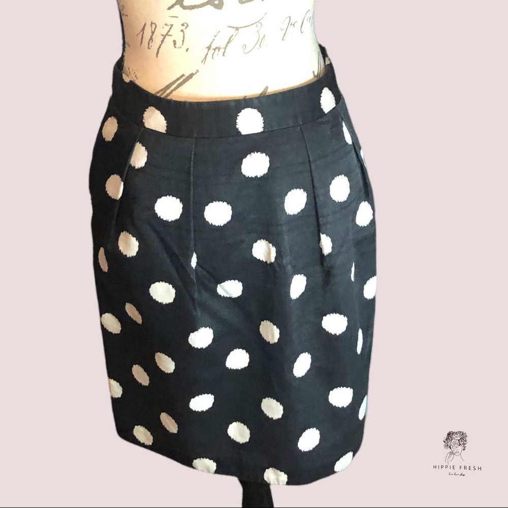 Ann Taylor LOFT  Black & White Polka Dot Cotton/Silk Blend  Skirt S6